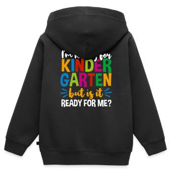 Kindergarten - Kinder Premium Organic Zip Hoodie - Schwarz - Hinten - AI Model Kid Male (0cm)