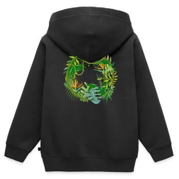 geheimnisvoller Dschungel mit vielen Pflanzenarten - Kinder Premium Organic Zip Hoodie - Schwarz - Hinten - AI Model Kid Male (0cm)