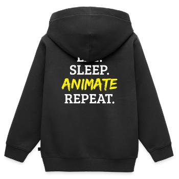 Animation animée - Sweat Premium à capuche zippé enfant bio - noir - Dos - AI Model Kid Male (0cm)