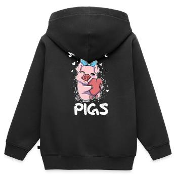Schweinchen Schwein - Kinder Premium Organic Zip Hoodie - Schwarz - Hinten - AI Model Kid Male (0cm)