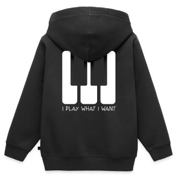 I PLAY WHAT I WANT - Kinder Premium Organic Zip Hoodie - Schwarz - Hinten - AI Model Kid Male (0cm)