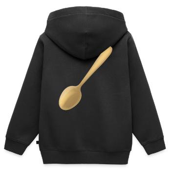 une cuillère d'or - Sweat Premium à capuche zippé enfant bio - noir - Dos - AI Model Kid Male (0cm)