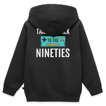 90s Party Disco Retro Revival Festival - Sweat Premium à capuche zippé enfant bio - noir - Dos - AI Model Kid Male (0cm)