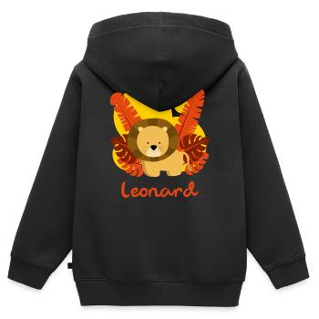Cute Lion Leonard Kids Safari T Shirt - Kids Premium Organic Zip-up Hoodie - black - Back - AI Model Kid Male (0cm)