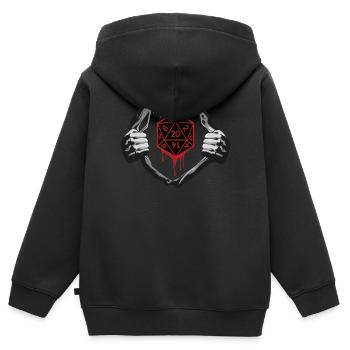 RPG Dice D20 W20 dans le RPG de poitrine - Sweat Premium à capuche zippé enfant bio - noir - Dos - AI Model Kid Male (0cm)