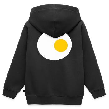 Cadeau œuf au plat, œuf, œufs, poulets, poulet - Sweat Premium à capuche zippé enfant bio - noir - Dos - AI Model Kid Male (0cm)
