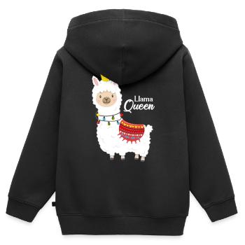 Lama alpaga queen - Sweat Premium à capuche zippé enfant bio - noir - Dos - AI Model Kid Male (0cm)