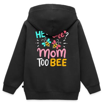 Gender Reveal Baby Shower - Sweat Premium à capuche zippé enfant bio - noir - Dos - AI Model Kid Male (0cm)