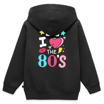 80er Jahre Achtziger Party Musik - Kinder Premium Organic Zip Hoodie - Schwarz - Hinten - AI Model Kid Male (0cm)
