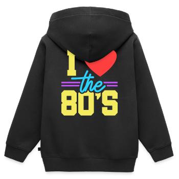 80er Achtziger - Kinder Premium Organic Zip Hoodie - Schwarz - Hinten - AI Model Kid Male (0cm)