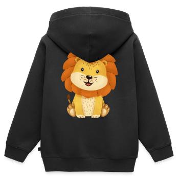 Löwe - Kinder Premium Organic Zip Hoodie - Schwarz - Hinten - AI Model Kid Male (0cm)