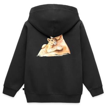 Liebevolle Löwen - Mama und Kind umarmen sich - Kinder Premium Organic Zip Hoodie - Schwarz - Hinten - AI Model Kid Male (0cm)