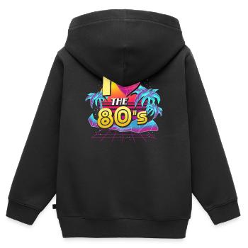 80er Achtziger - Kinder Premium Organic Zip Hoodie - Schwarz - Hinten - AI Model Kid Male (0cm)