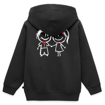 Pärchen Liebe Beziehung Romantik Valentinstag - Kinder Premium Organic Zip Hoodie - Schwarz - Hinten - AI Model Kid Male (0cm)