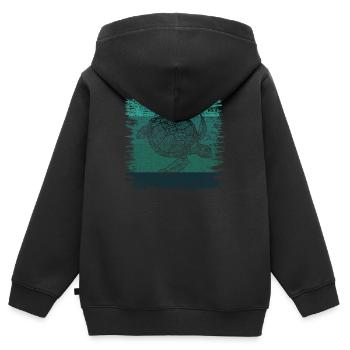 Tortue - Sweat Premium à capuche zippé enfant bio - noir - Dos - AI Model Kid Male (0cm)