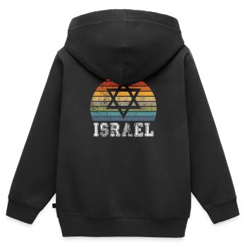 Israel Vintage Design - Kids Premium Organic Zip-up Hoodie - black - Back - AI Model Kid Male (0cm)