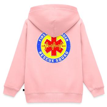Cool tour de premier répondeur - Sweat Premium à capuche zippé enfant bio - rose - Dos - AI Model Kid Female (0cm)