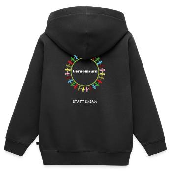 Gemeinsam Kreis der Vielfalt - Kinder Premium Organic Zip Hoodie - Schwarz - Hinten - AI Model Kid Male (0cm)