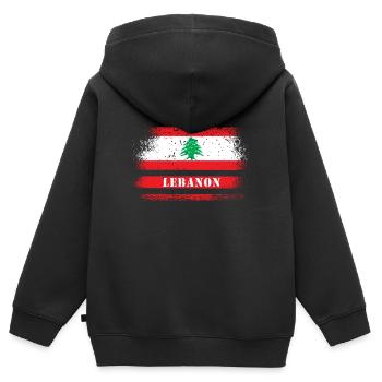 Liban drapeau vintage - Sweat Premium à capuche zippé enfant bio - noir - Dos - AI Model Kid Male (0cm)