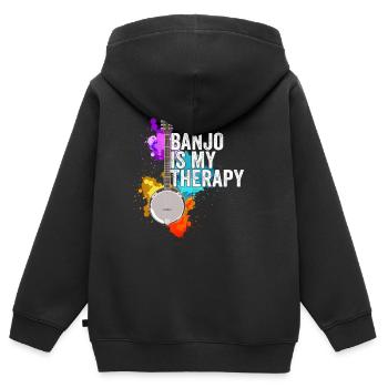 Banjo - Banjo ist meine Therapie - Kinder Premium Organic Zip Hoodie - Schwarz - Hinten - AI Model Kid Male (0cm)
