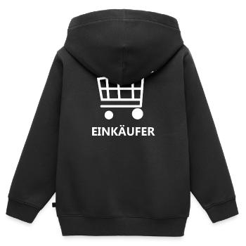 Einkäufer - Kinder Premium Organic Zip Hoodie - Schwarz - Hinten - AI Model Kid Male (0cm)