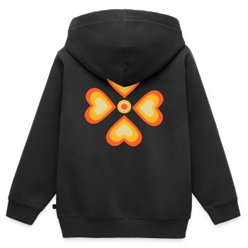 70er Jahre Blume Muster - Kinder Premium Organic Zip Hoodie - Schwarz - Hinten - AI Model Kid Male (0cm)