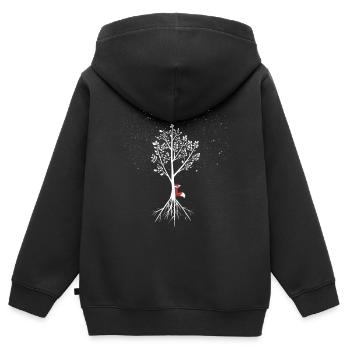 Saule au renard et aux racines - Sweat Premium à capuche zippé enfant bio - noir - Dos - AI Model Kid Male (0cm)