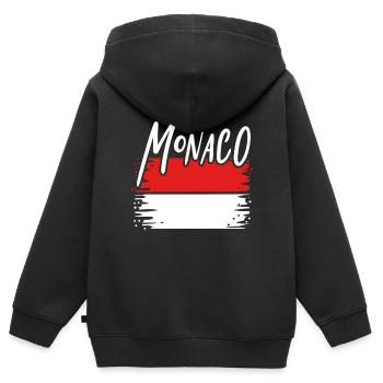 Principauté de Monaco - Sweat Premium à capuche zippé enfant bio - noir - Dos - AI Model Kid Male (0cm)