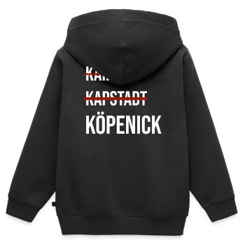 Grafik mit Köpenick - Kinder Premium Organic Zip Hoodie - Schwarz - Hinten - AI Model Kid Male (0cm)