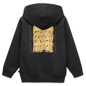 Ausgerissener Papyri mit Hieroglyphen - Kinder Premium Organic Zip Hoodie - Schwarz - Hinten - AI Model Kid Male (0cm)