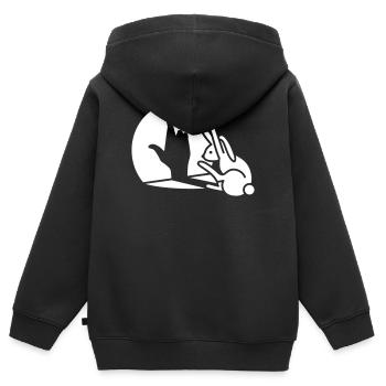 Lustiger Hasenhandschatten gekreuzte Finger viel Glück - Kinder Premium Organic Zip Hoodie - Schwarz - Hinten - AI Model Kid Male (0cm)