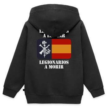 Légionnaires à combattre 2 (sombre) - Sweat Premium à capuche zippé enfant bio - noir - Dos - AI Model Kid Male (0cm)
