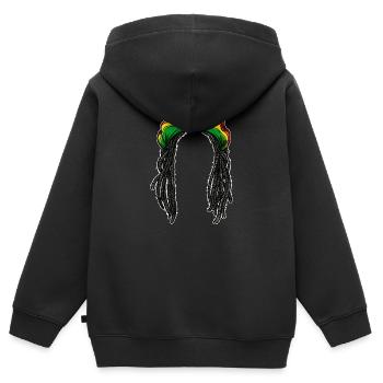 Rasta Frisur Zopf Haare Reggae Jamaika Chillen - Kinder Premium Organic Zip Hoodie - Schwarz - Hinten - AI Model Kid Male (0cm)
