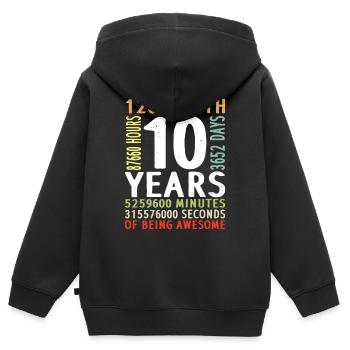 Kinder 10. Geburtstag 10 Jahre Junge Mädchen - Kinder Premium Organic Zip Hoodie - Schwarz - Hinten - AI Model Kid Male (0cm)