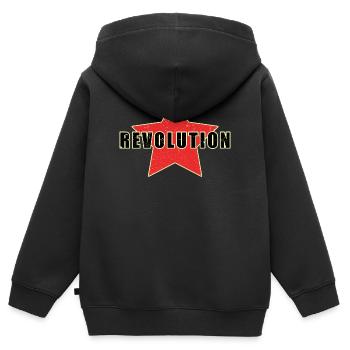 roter stern revolution - Kinder Premium Organic Zip Hoodie - Schwarz - Hinten - AI Model Kid Male (0cm)