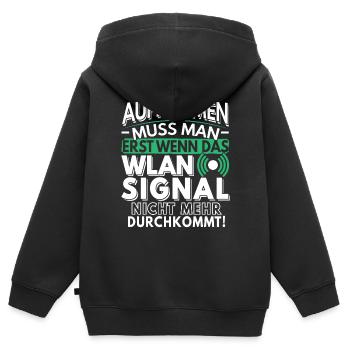 Aufräumen muss man wenn das Wlan nicht durchkommt - Kinder Premium Organic Zip Hoodie - Schwarz - Hinten - AI Model Kid Male (0cm)