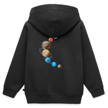 Weltraum Weltall Sonnensystem in Sichelform - Kinder Premium Organic Zip Hoodie - Schwarz - Hinten - AI Model Kid Male (0cm)