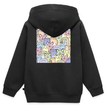 Motif de chat Fond d’écran de chat Motif de chat - Sweat Premium à capuche zippé enfant bio - noir - Dos - AI Model Kid Male (0cm)