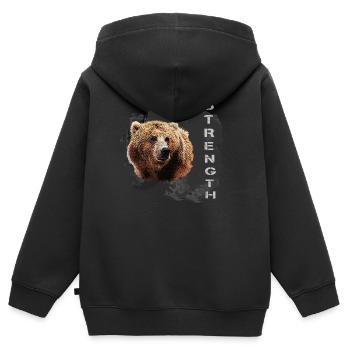 strength, charakter, kodiak bär - Kinder Premium Organic Zip Hoodie - Schwarz - Hinten - AI Model Kid Male (0cm)
