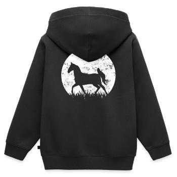 Pferd Pferde Reiten - Kinder Premium Organic Zip Hoodie - Schwarz - Hinten - AI Model Kid Male (0cm)