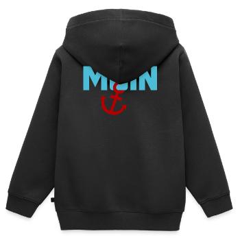 Moin ancre Ahoi Mer du Nord Mer Baltique plage vacances côte - Sweat Premium à capuche zippé enfant bio - noir - Dos - AI Model Kid Male (0cm)