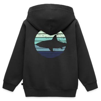 Requins requins - Sweat Premium à capuche zippé enfant bio - noir - Dos - AI Model Kid Male (0cm)