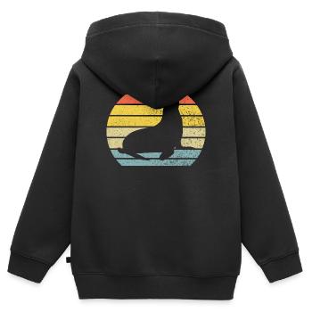 Seehund Seelöwe - Kinder Premium Organic Zip Hoodie - Schwarz - Hinten - AI Model Kid Male (0cm)
