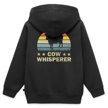Vache Vaches - Sweat Premium à capuche zippé enfant bio - noir - Dos - AI Model Kid Male (0cm)