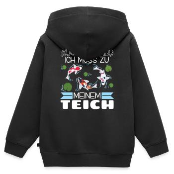 Aus dem Weg ich muss zu meinem Teich Koi Züchter - Kinder Premium Organic Zip Hoodie - Schwarz - Hinten - AI Model Kid Male (0cm)