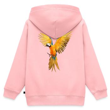 Perroquet low poly - Sweat Premium à capuche zippé enfant bio - rose - Dos - AI Model Kid Female (0cm)