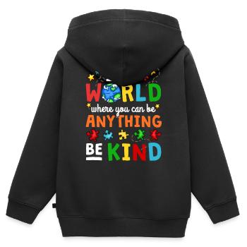 Autismus Bewusstsein - Kinder Premium Organic Zip Hoodie - Schwarz - Hinten - AI Model Kid Male (0cm)