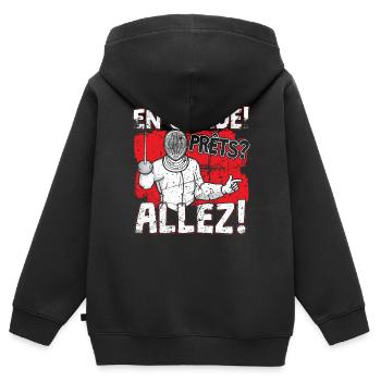 Fechten En Garde prets allez Fechter Degen Florett - Kinder Premium Organic Zip Hoodie - Schwarz - Hinten - AI Model Kid Male (0cm)