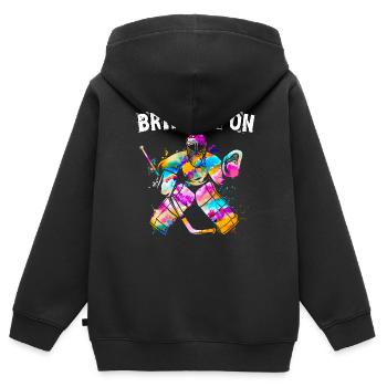 Eishockey Goalie Bring it on Hockey Hockeytormann - Kinder Premium Organic Zip Hoodie - Schwarz - Hinten - AI Model Kid Male (0cm)