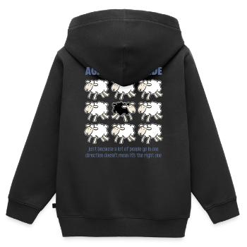 Contre la marée - Sweat Premium à capuche zippé enfant bio - noir - Dos - AI Model Kid Male (0cm)